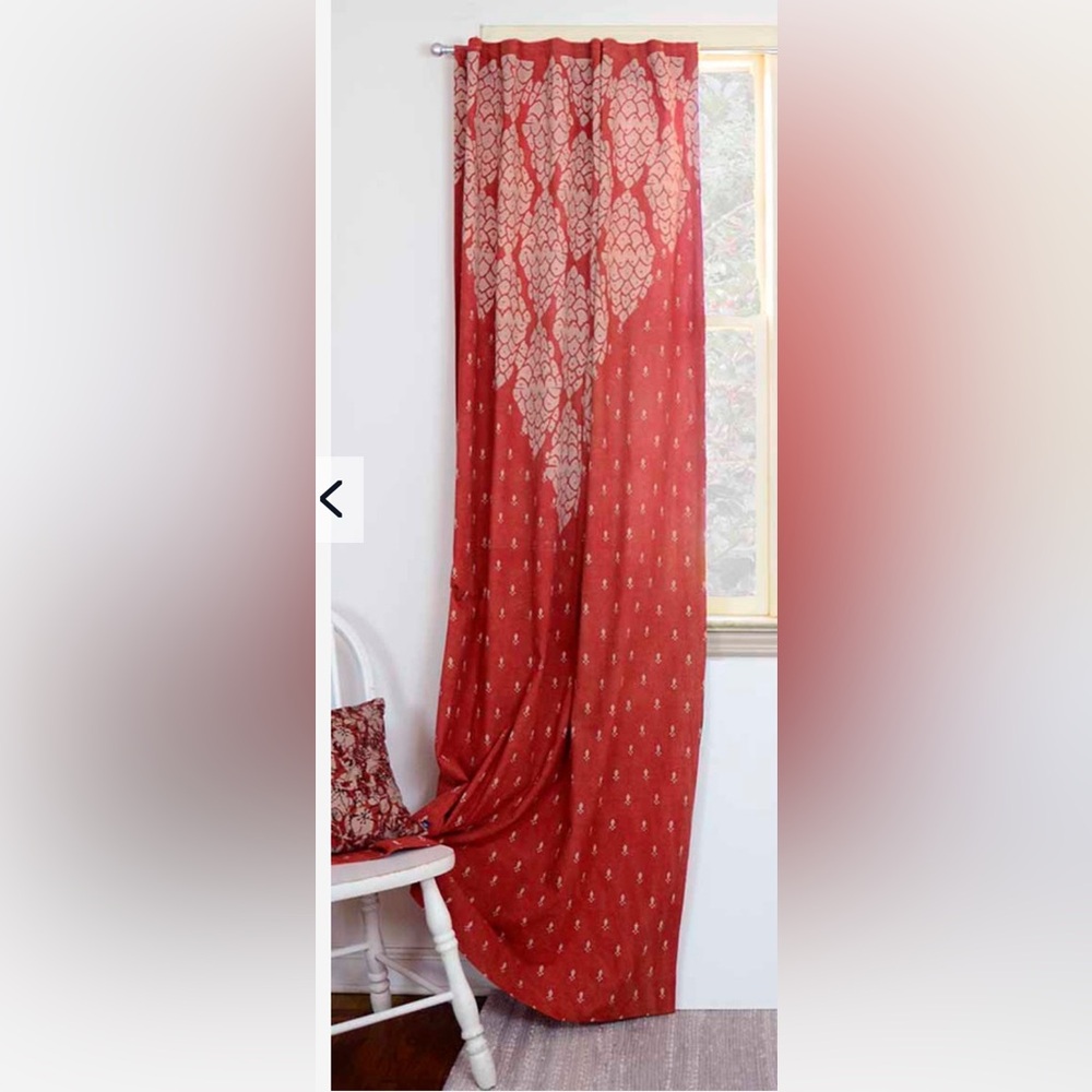 Ich*cha Red and White Patterned Curtain style is Shanti. Block print natural dye - Picture 3 of 10
